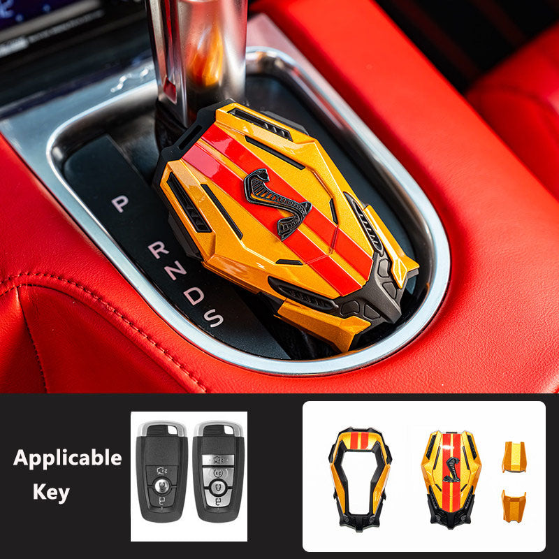 For Ford Mustang Mach-E, Shelby Cobra Mech-Style Key Fob Cover 3/4 Button