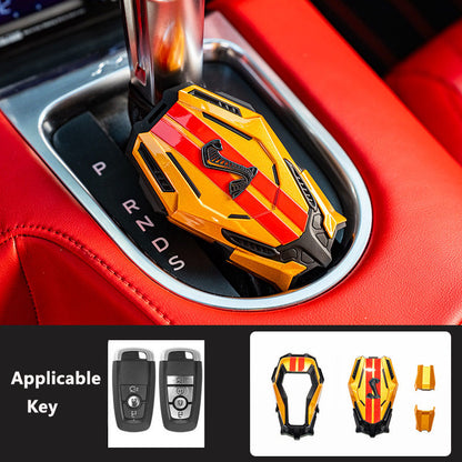 For Ford Mustang Mach-E, Shelby Cobra Mech-Style Key Fob Cover 3/4 Button