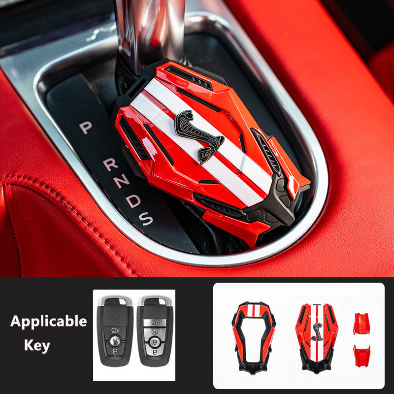 For Ford Mustang Mach-E, Shelby Cobra Mech-Style Key Fob Cover 3/4 Button