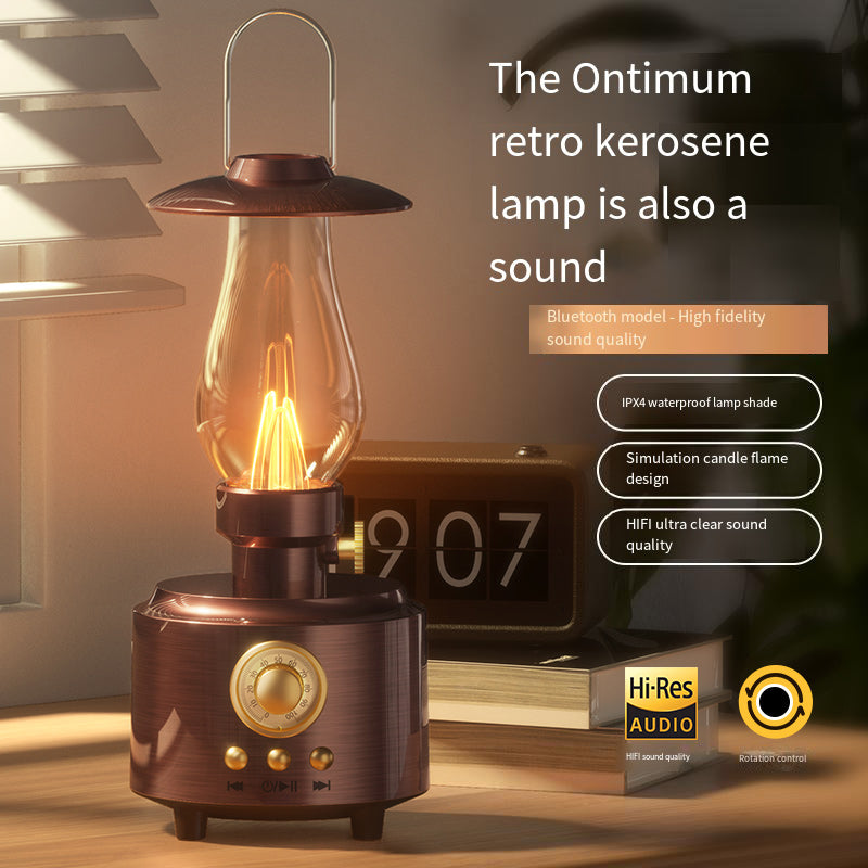 Retro Kerosene Lamp Bluetooth Speaker Outdoor Camping Ambient Light