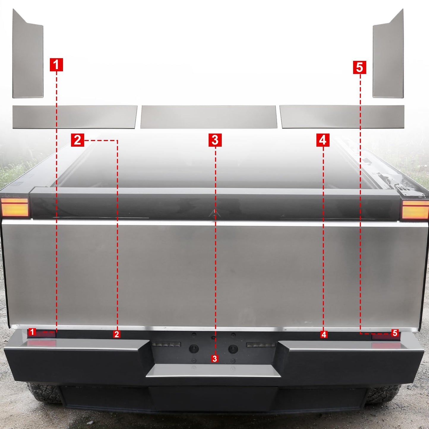 Evtesparts Stainless Steel Rear Bumper Protector for Tesla Cybertruck