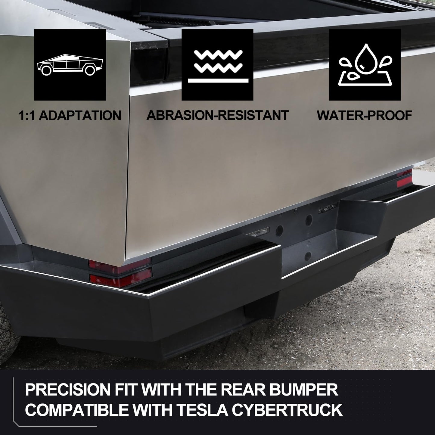 Evtesparts Stainless Steel Rear Bumper Protector for Tesla Cybertruck