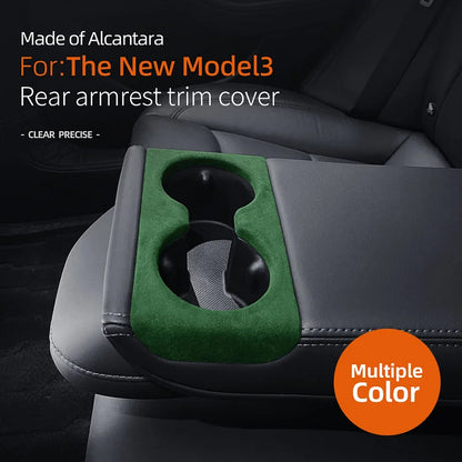 Evtesparts Model 3 Highland Alcantara Rear Armrest Water Cup Holder Cover