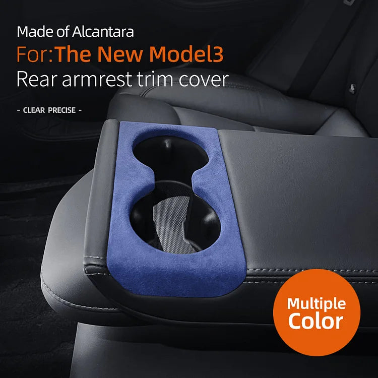 Evtesparts Model 3 Highland Alcantara Rear Armrest Water Cup Holder Cover