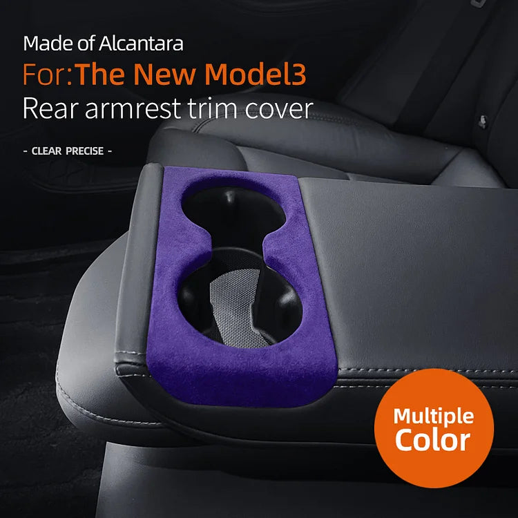 Evtesparts Model 3 Highland Alcantara Rear Armrest Water Cup Holder Cover