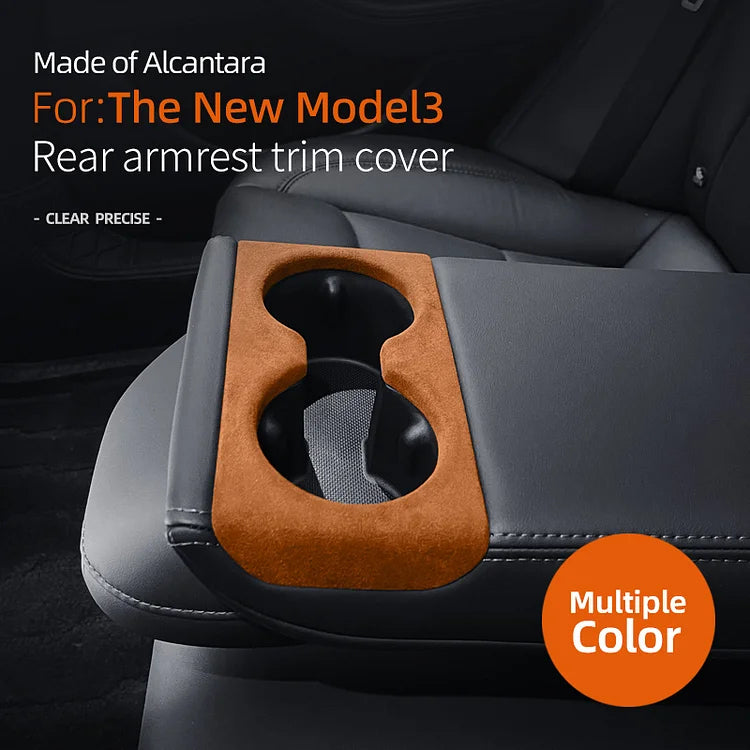 Evtesparts Model 3 Highland Alcantara Rear Armrest Water Cup Holder Cover