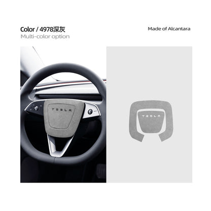 Evtesparts Alcantara Steering Wheel Airbag Cover Trim For Tesla Model 3 Highland