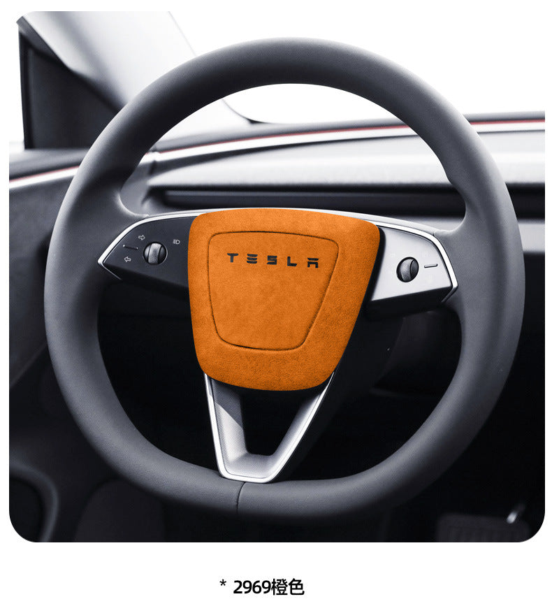 Evtesparts Alcantara Steering Wheel Airbag Cover Trim For Tesla Model 3 Highland
