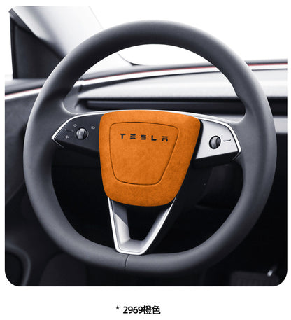 Evtesparts Alcantara Steering Wheel Airbag Cover Trim For Tesla Model 3 Highland