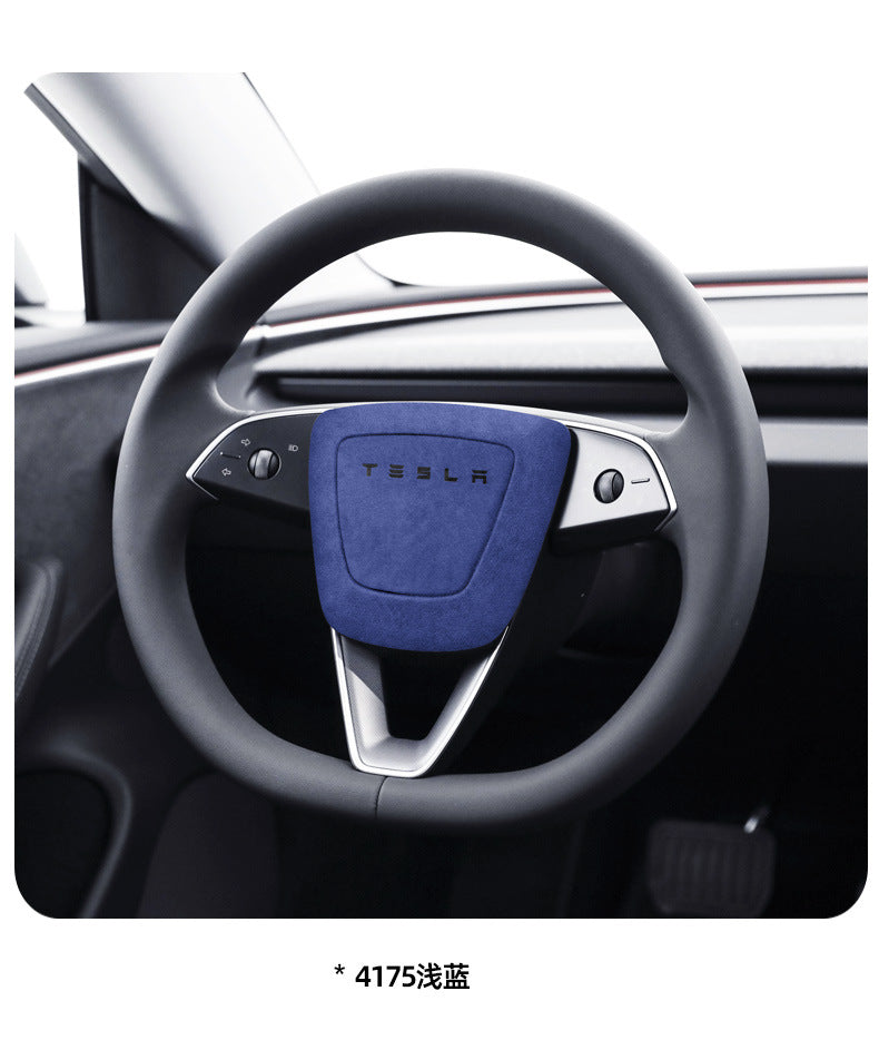 Evtesparts Alcantara Steering Wheel Airbag Cover Trim For Tesla Model 3 Highland