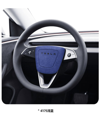 Evtesparts Alcantara Steering Wheel Airbag Cover Trim For Tesla Model 3 Highland
