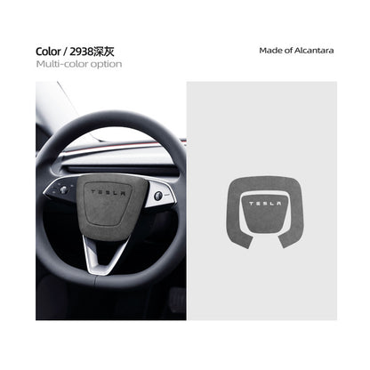 Evtesparts Alcantara Steering Wheel Airbag Cover Trim For Tesla Model 3 Highland