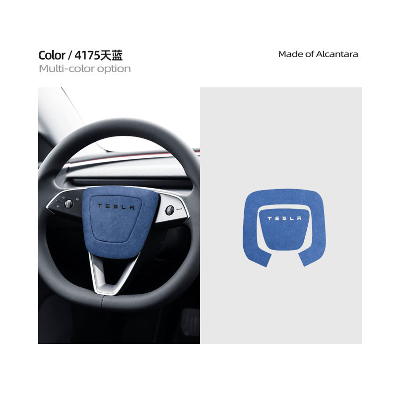 Evtesparts Alcantara Steering Wheel Airbag Cover Trim For Tesla Model 3 Highland