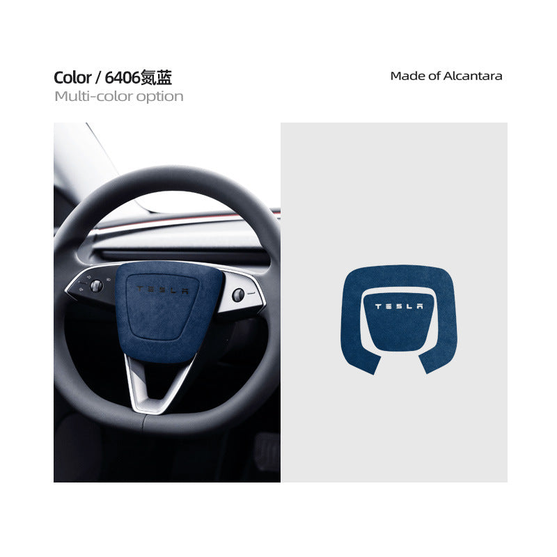 Evtesparts Alcantara Steering Wheel Airbag Cover Trim For Tesla Model 3 Highland
