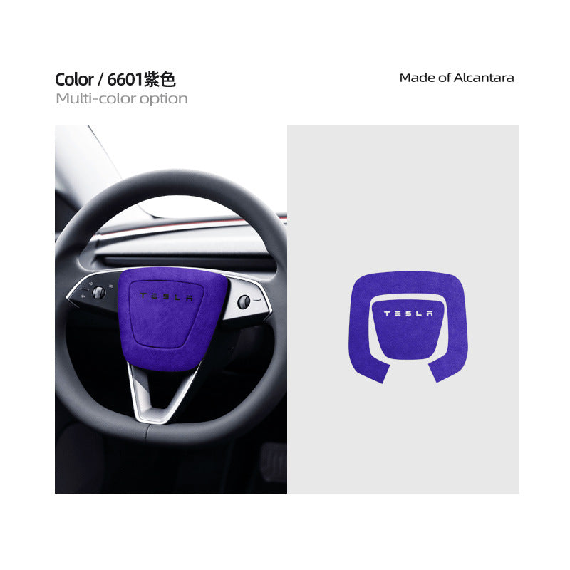 Evtesparts Alcantara Steering Wheel Airbag Cover Trim For Tesla Model 3 Highland