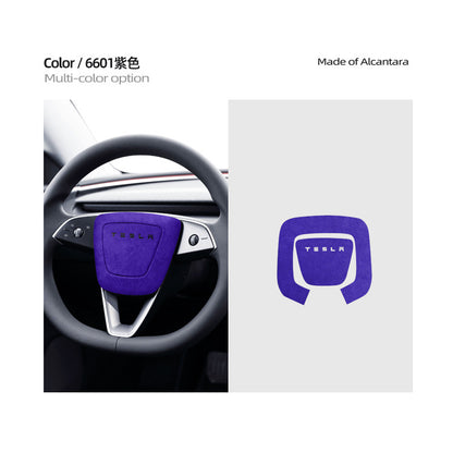 Evtesparts Alcantara Steering Wheel Airbag Cover Trim For Tesla Model 3 Highland
