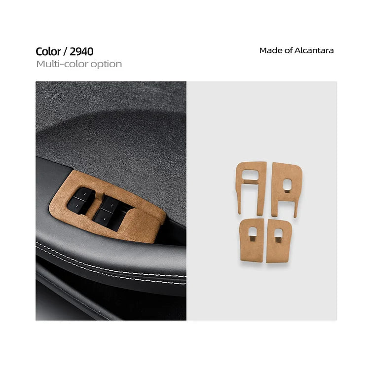 Tesla Model 3 Highland Alcantara Window Lift Button Panel Trim Set