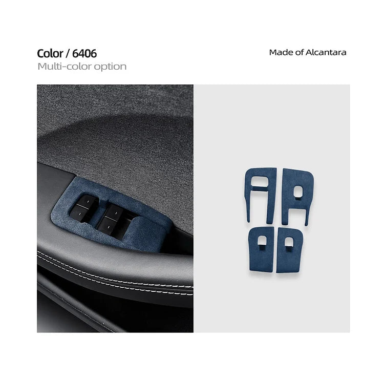 Tesla Model 3 Highland Alcantara Window Lift Button Panel Trim Set
