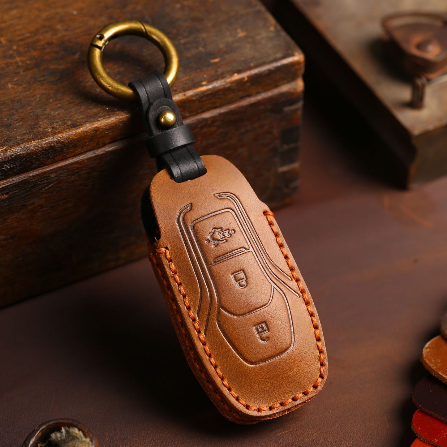 For Ford Mustang Leather Key Fob Cover
