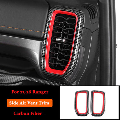 For Ford Ranger Carbon Fiber Dashboard Left and Right Air Vents Trim