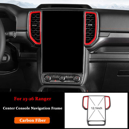 For Ford Ranger Carbon Fiber Center Console Navigation Frame Trim