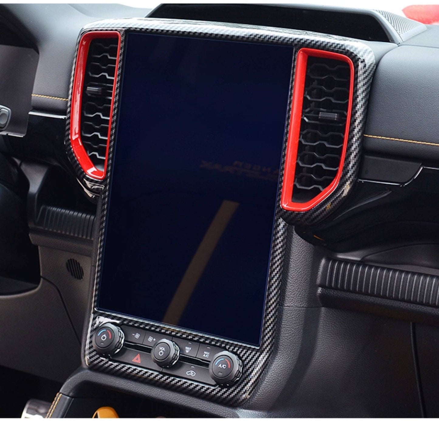 For Ford Ranger Carbon Fiber Center Console Navigation Frame Trim