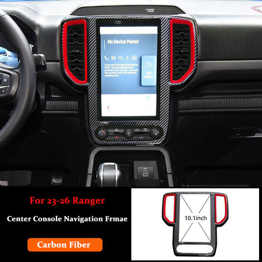 For Ford Ranger Carbon Fiber Center Console Navigation Frame Trim