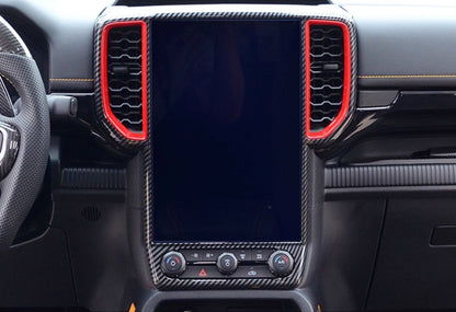 For Ford Ranger Carbon Fiber Center Console Navigation Frame Trim