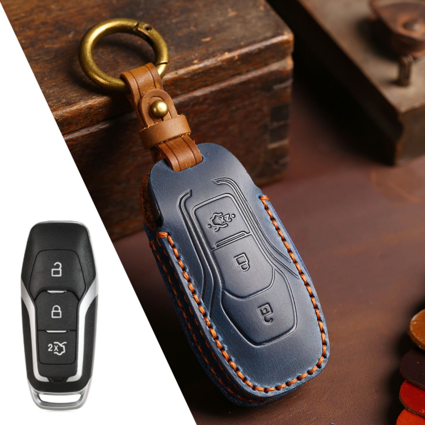 For Ford Mustang Leather Key Fob Cover