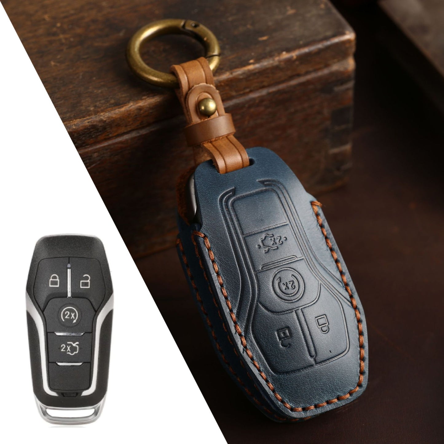 For Ford Mustang Leather Key Fob Cover