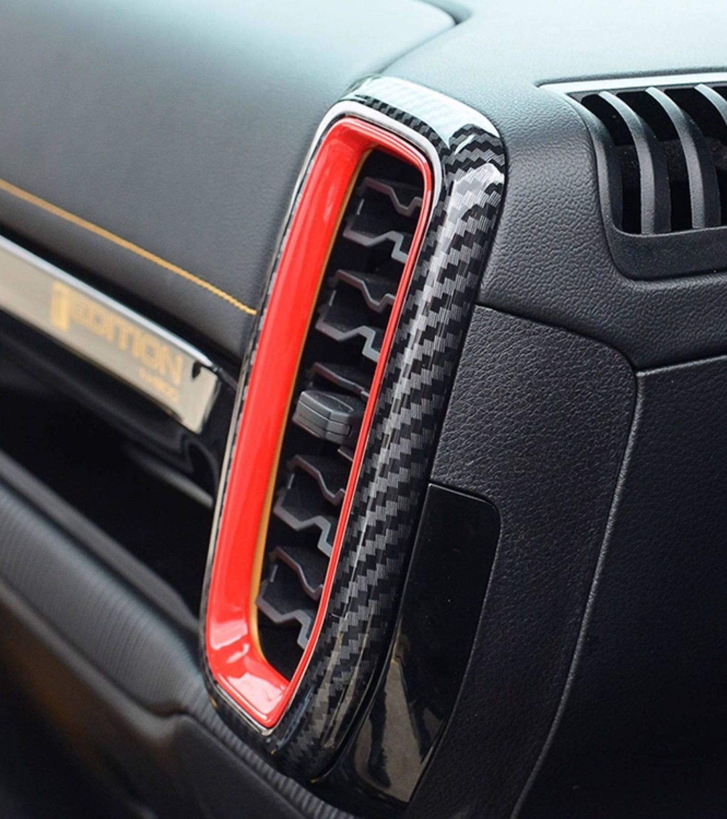 For Ford Ranger Carbon Fiber Dashboard Left and Right Air Vents Trim