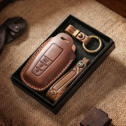 For Toyota Rav4 Leather Key Fob Cover With Wrist Strap