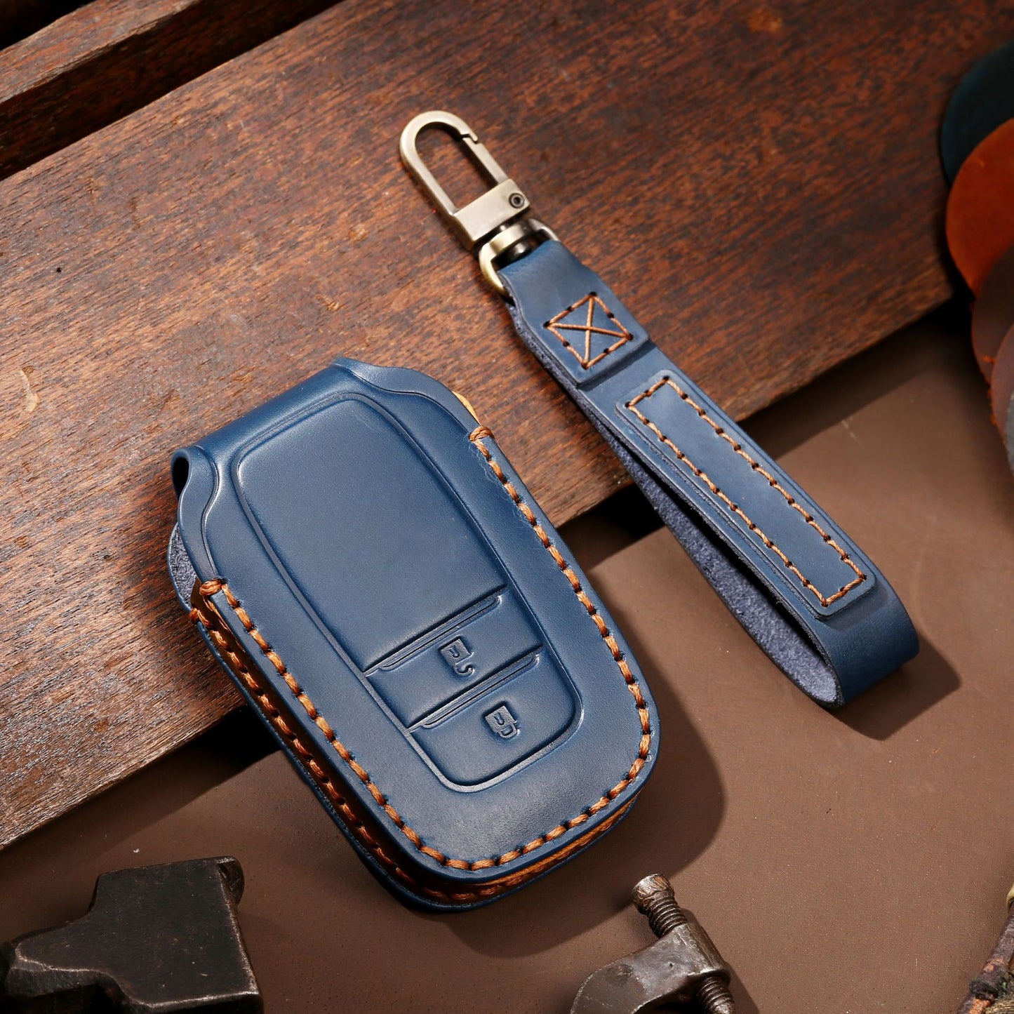 For Toyota Tundra Genuine Leather Key Fob Cover 2, 3,  4, 5 and 6 Button
