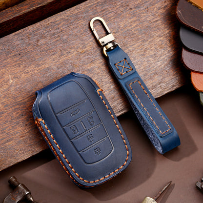 For Toyota Tundra Genuine Leather Key Fob Cover 2, 3,  4, 5 and 6 Button