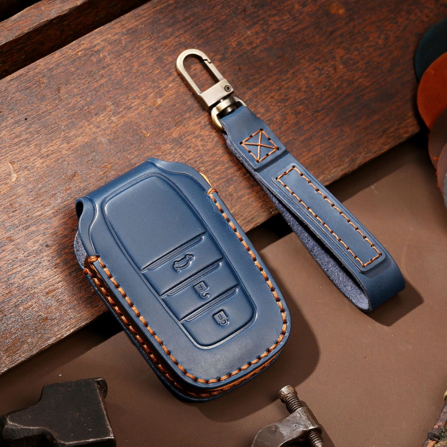 For Toyota Tundra Genuine Leather Key Fob Cover 2, 3,  4, 5 and 6 Button