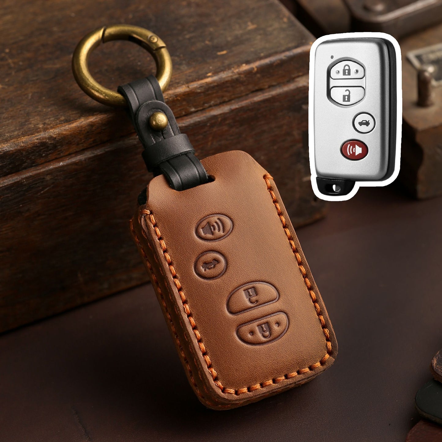 For Toyota Camry Leather Key Fob Cover