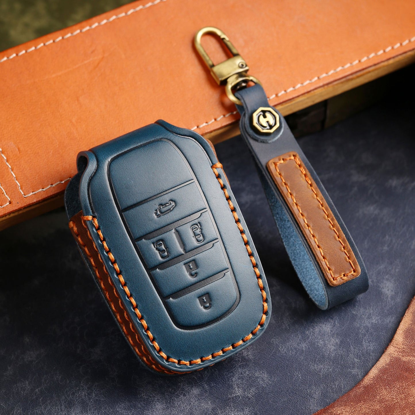 For Toyota Tundra Genuine Leather Key Fob Cover 2, 3,  4, 5 and 6 Button