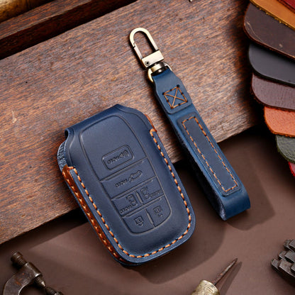 For Toyota Tundra Genuine Leather Key Fob Cover 2, 3,  4, 5 and 6 Button