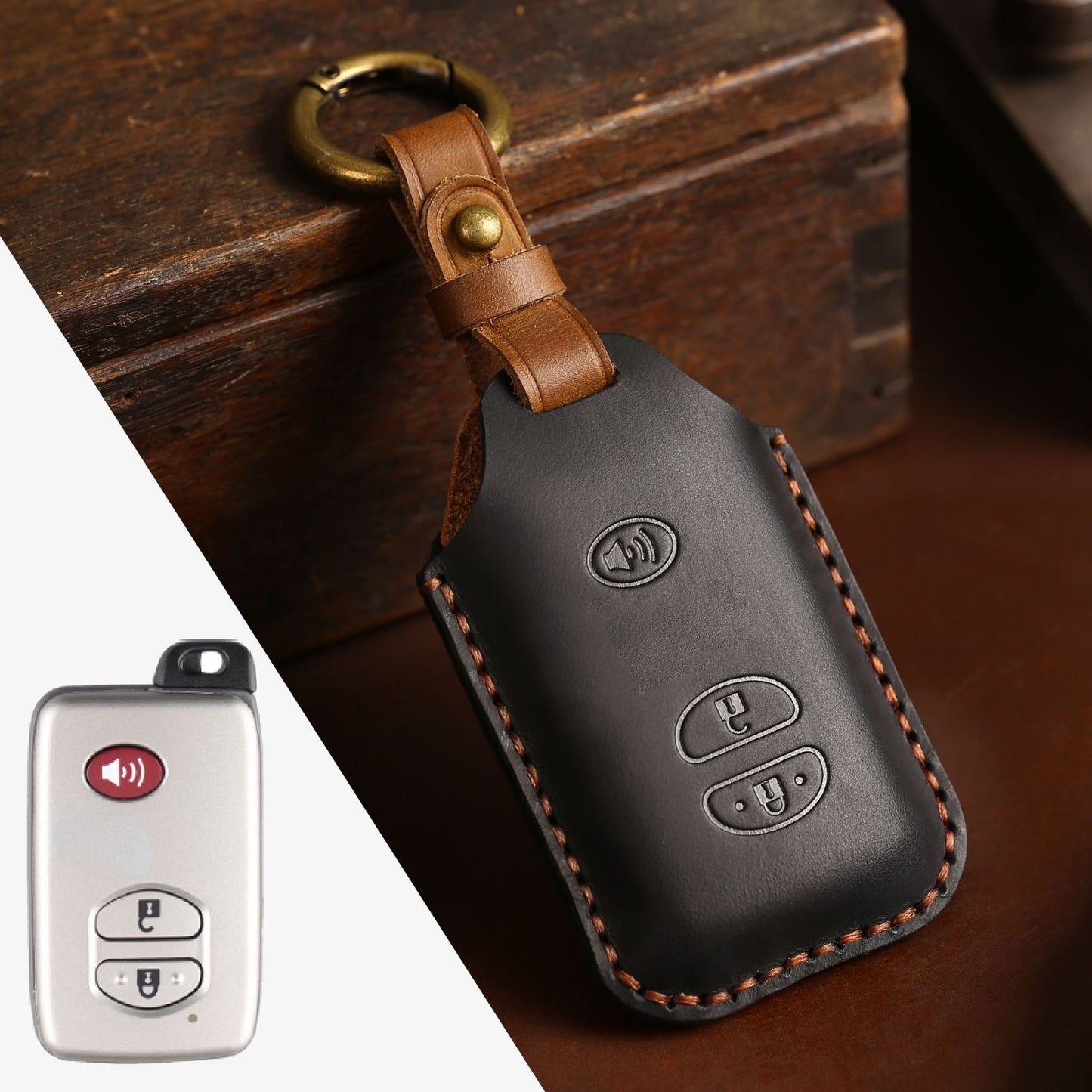 For Toyota Land Cruiser Leather Key Fob Cover