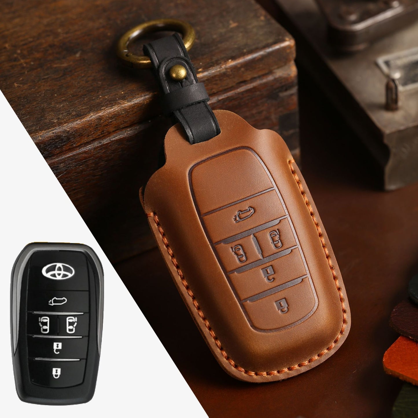 Premium Leather Key Cover Case For Toyota Alphard
