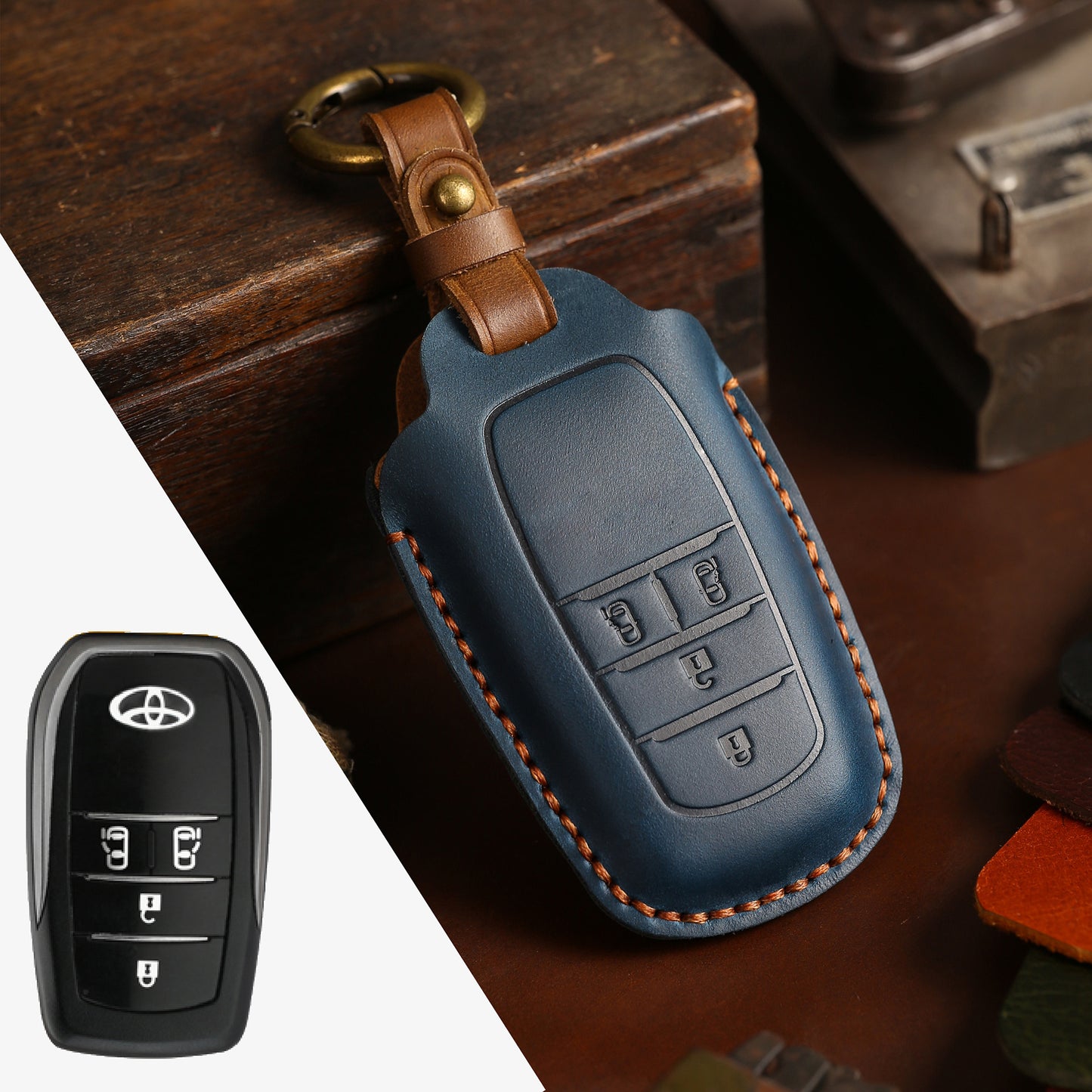 Premium Leather Key Cover Case For Toyota Alphard