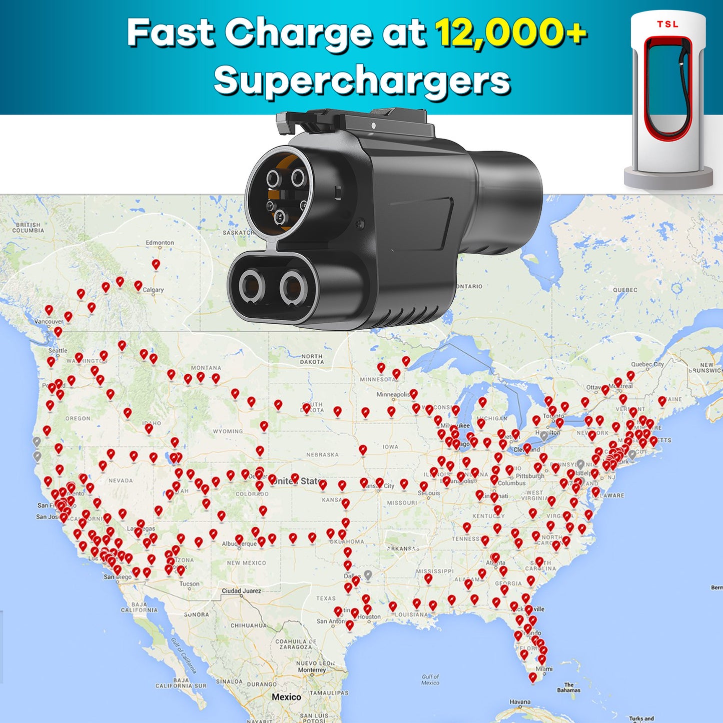 Tesla Supercharger NACS To CCS1 DC Adapter Adapter (500A /1000V) For Ford Rivian EVs Cars