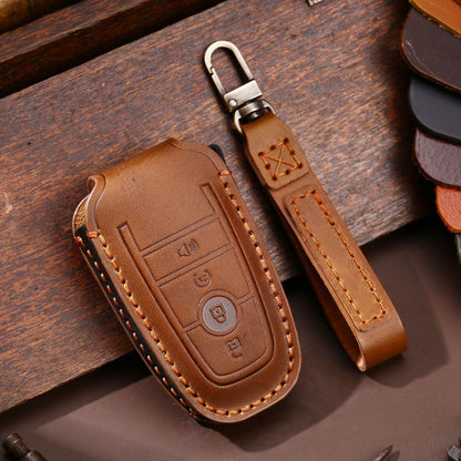Top Grain Leather Key Cover For Ford F-150 Pickup 3/4/5 Button Smart Key