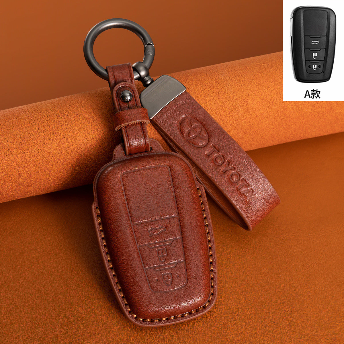 Evtesparts Leather Key Fob Case for Toyota RAV4
