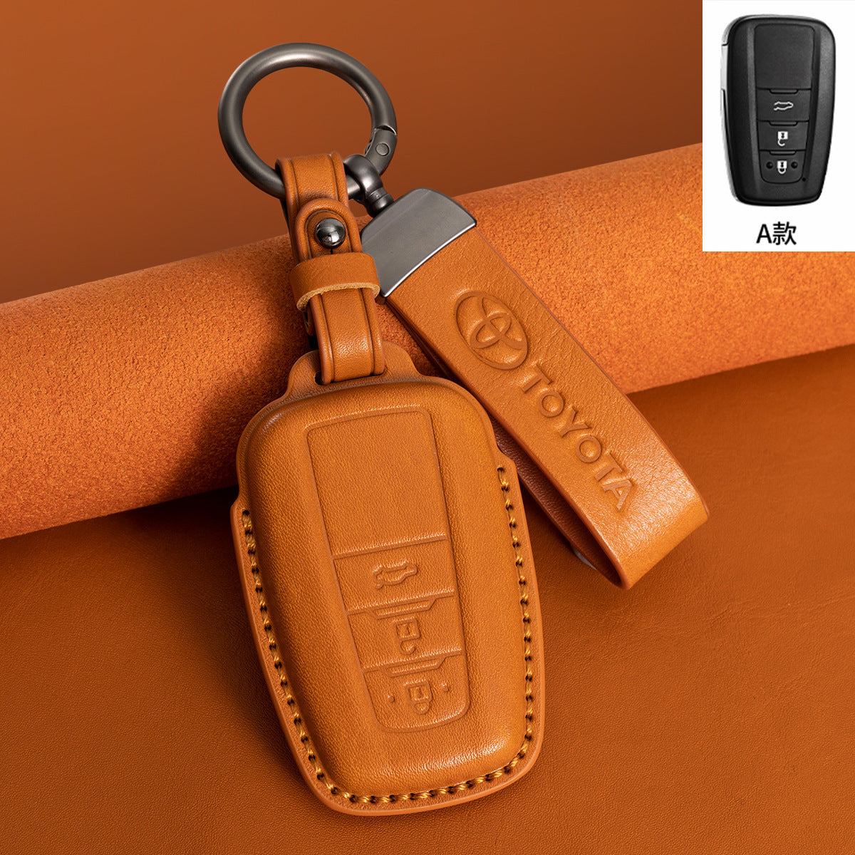 Evtesparts Leather Key Fob Case for Toyota RAV4