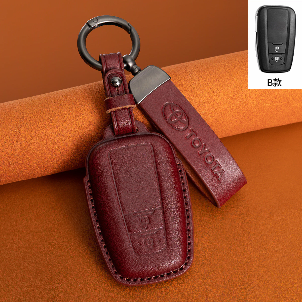 Evtesparts Leather Key Fob Case for Toyota RAV4