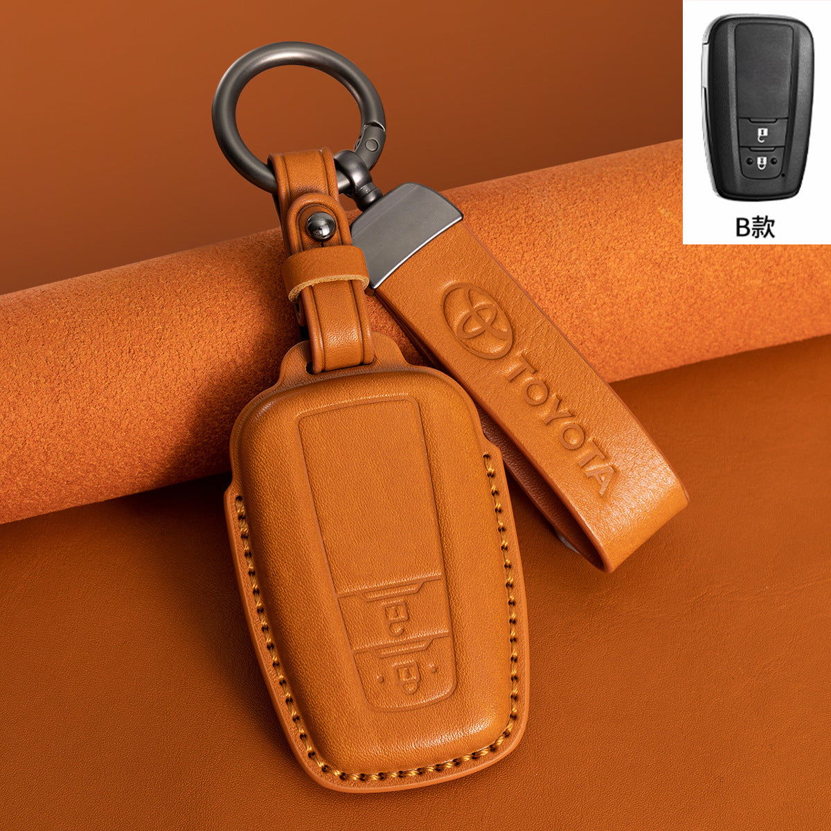 Evtesparts Leather Key Fob Case for Toyota RAV4