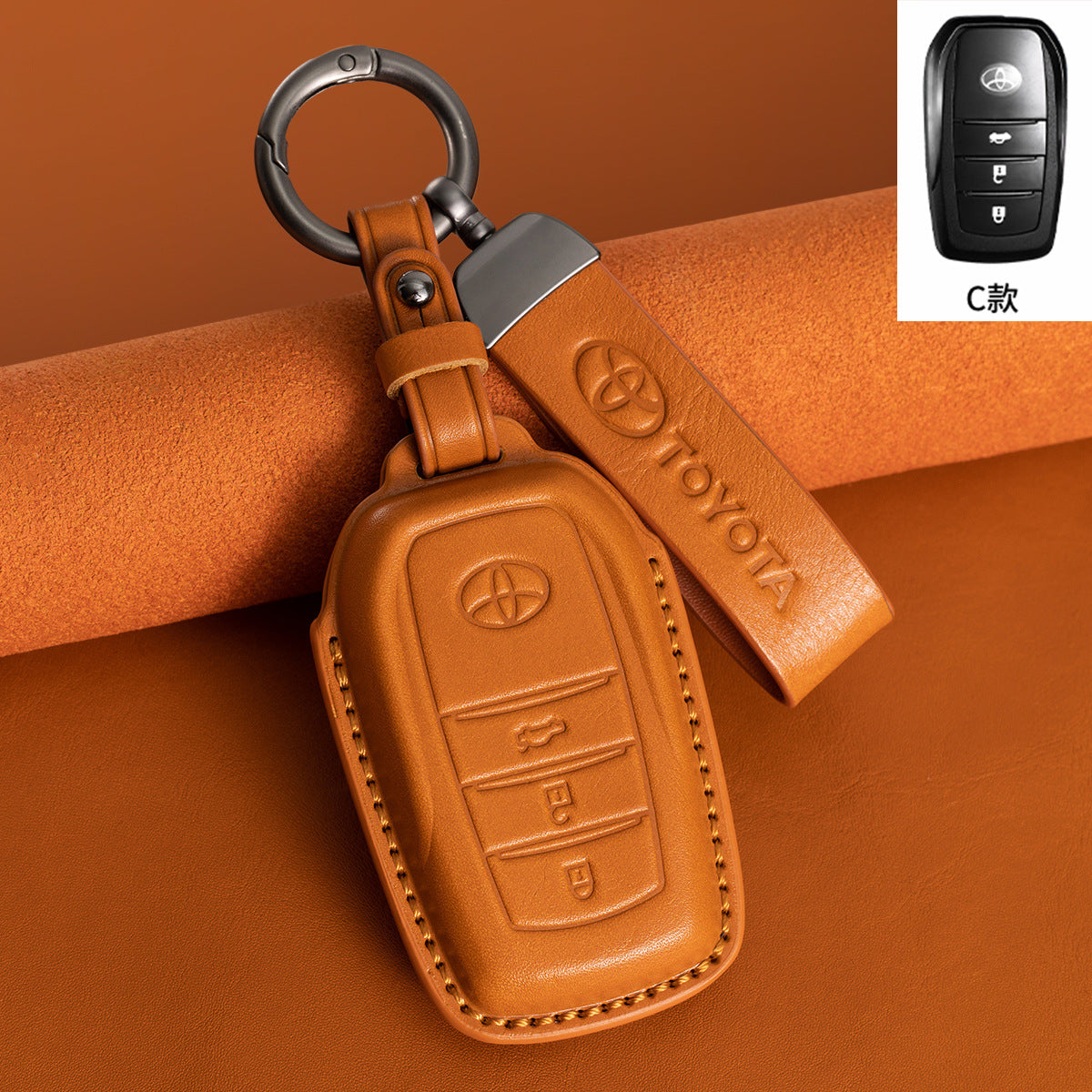 Evtesparts Leather Key Fob Case for Toyota RAV4