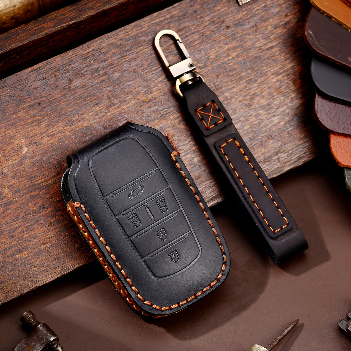 Evtesparts Leather Key Fob Cover For Toyota Sienna