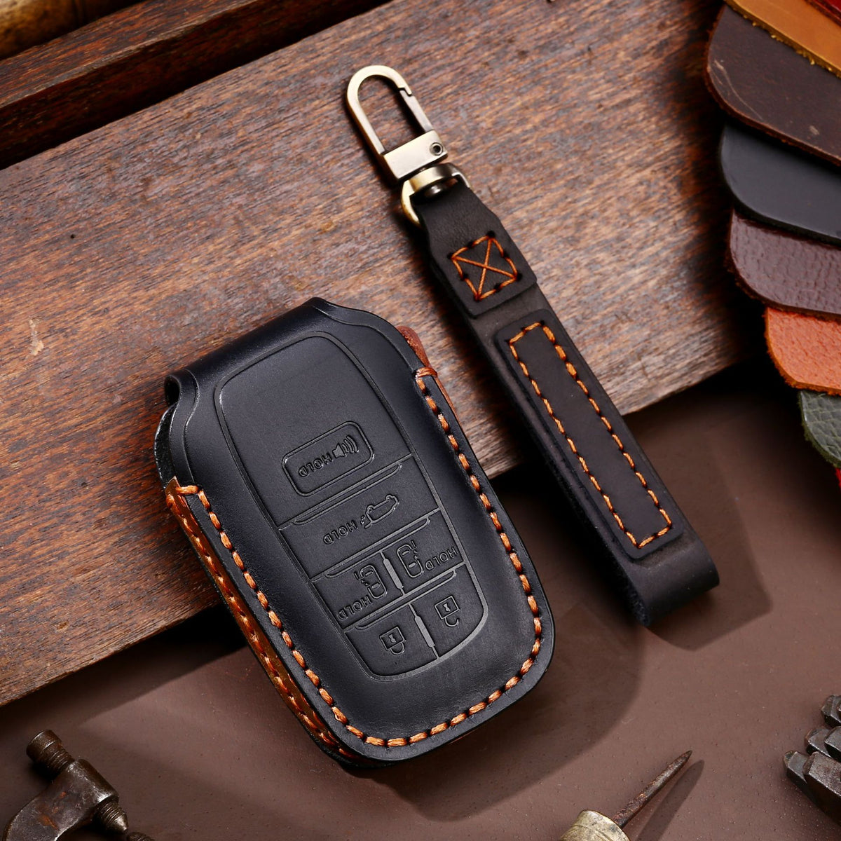 Evtesparts Leather Key Fob Cover For Toyota Sienna